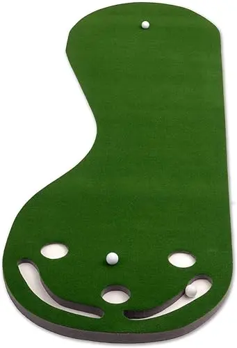 Putt-A-Bout kidney-shaped putting green mat with sand trap cutouts