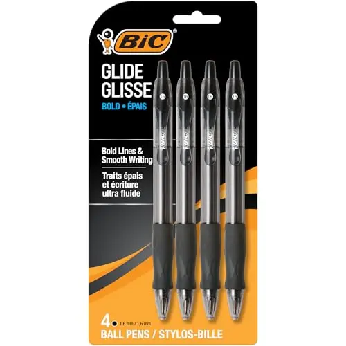 BIC Glide Bold retractable ballpoint pens with bold 1.6mm point