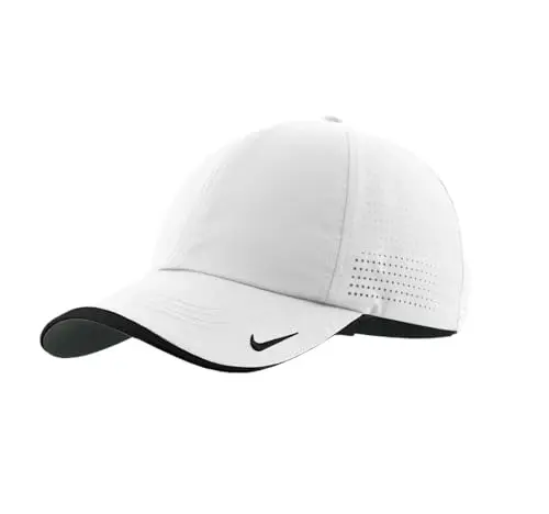 Nike white golf cap with perforated side and back panels
