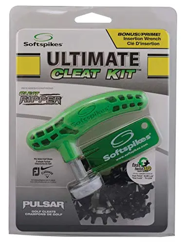 Softspikes Pulsar Ultimate Cleat Kit box with cleats, ripper tool, and insertion wrench