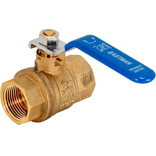 Eastman 3/4 inch brass IPS ball valve with vinyl-coated handle