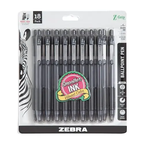 Zebra Z-Grip retractable ballpoint pen with soft rubberized grip