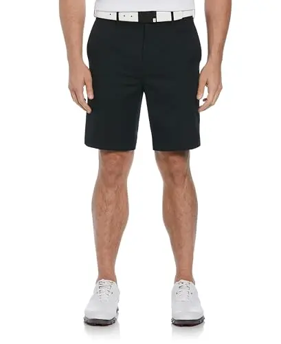 PGA TOUR Expandable Flat Front Golf Short showing the hidden elastic waistband feature.