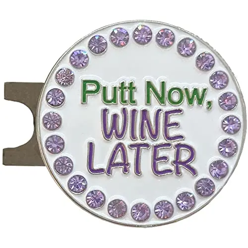 Giggle Golf sparkly wine-themed golf ball marker with magnetic clip