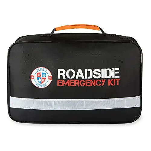 Always Prepared 125-piece premium roadside emergency car kit with tools and first aid
