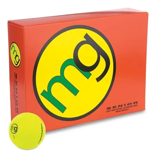 MG Senior Golf Ball in yellow on a putting green