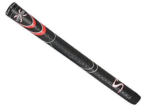 SuperStroke Cross Comfort midsize golf club grip in black and red