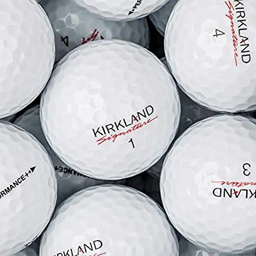 Kirkland Signature Performance Plus recycled golf balls, white, in a 72-count box.