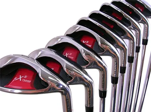 Extreme X5 Wide Sole iron set with black, red, and silver accents.