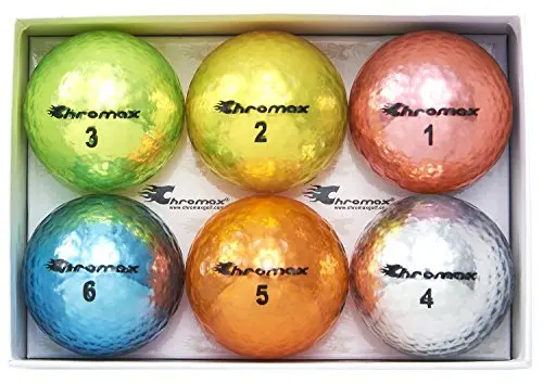 Chromax Metallic M5 golf balls in assorted shiny colors