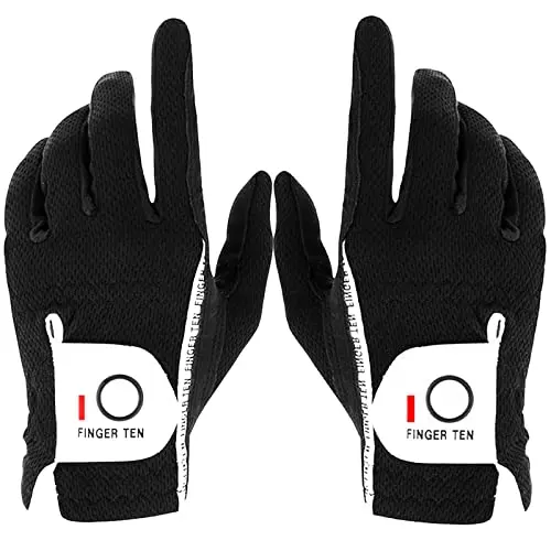 FINGER TEN Premium Rain Grip Golf Gloves Pair