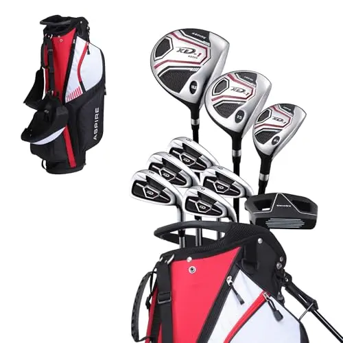 Aspire XD1 black and red senior men's complete golf set with bag