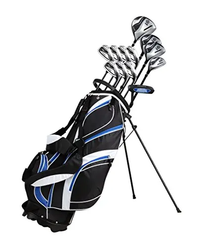 Precise S7 Tall men's right-handed golf set in black and blue with stand bag