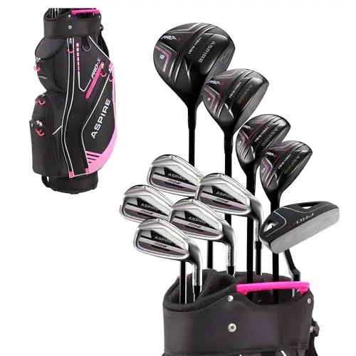 Aspire PRO-X women's petite golf set with titanium driver and cart bag