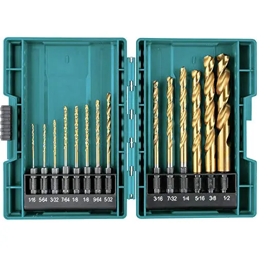 Makita Impact Gold 14-piece titanium nitride drill bit set in case