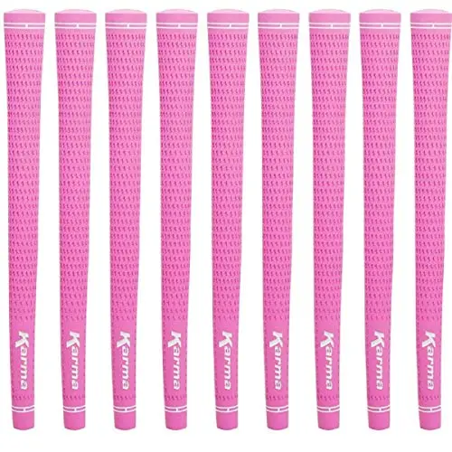 Karma Velour pink ladies golf grips with a traditional tapered profile