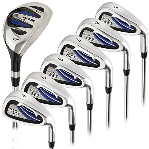 Ram EZ3 golf iron set with cavity back design and included hybrid