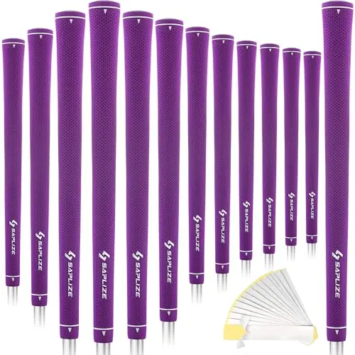 SAPLIZE women's golf grips in a solid purple color, showing the optimized taper design