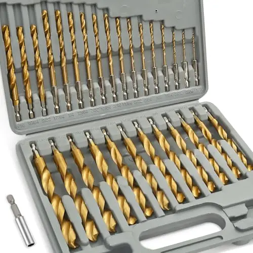 COMOWARE 30-piece titanium HSS hex shank drill bit set in case