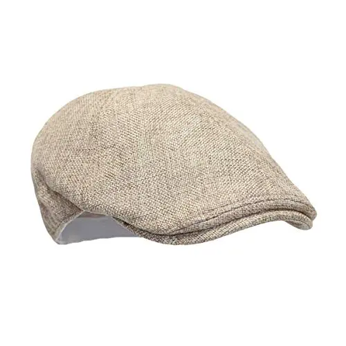 WITHMOONS beige ivy cap in a newsboy style with a breathable mesh crown and small brim.
