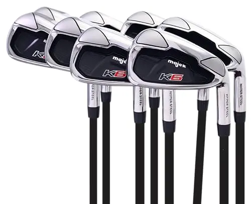 Majek K6 complete 8-piece iron set with black club heads.