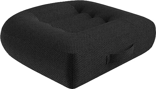 WSGJHB black square car booster seat cushion with mesh fabric and a built-in handle