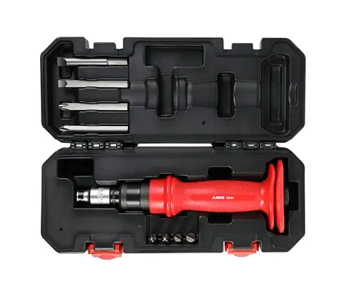 ARES black and red manual impact driver with bit set in case