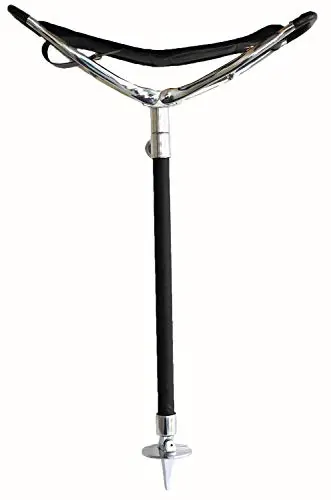 CHALLENGER Spectator Golf SEAT Stick, a black adjustable walking cane that unfolds into a small seat