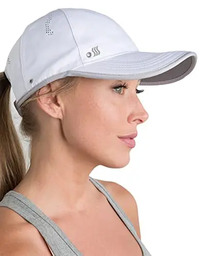 SAAKA white performance sports hat with mesh panels