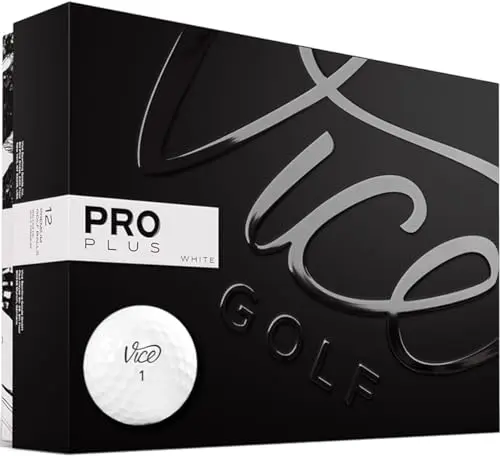 Vice Pro Plus white golf ball on a tee