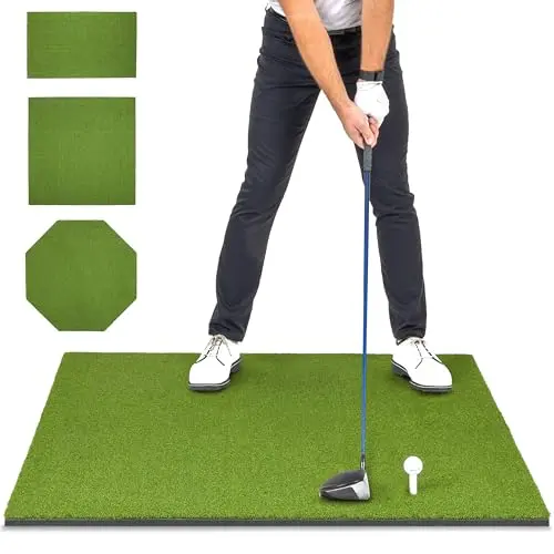 GoSports ELITE size golf hitting mat on a backyard patio