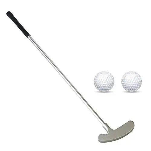 Kacezugi silver two-way putter disassembled into four sections with golf balls