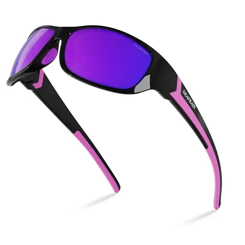 DEAFRAIN Polarized Sports Sunglasses in wrap-around style