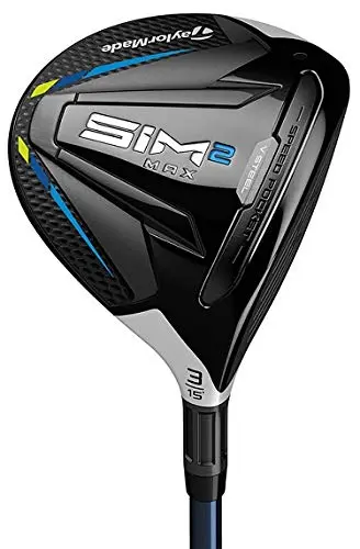 TaylorMade SIM 2 MAX fairway wood in black and light grey design