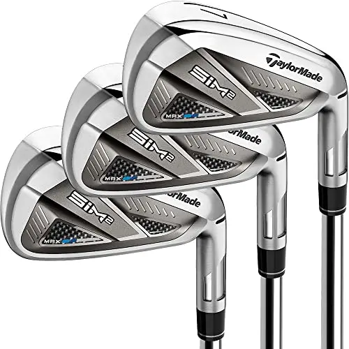 TaylorMade SIM 2 MAX iron set in steel finish, showing cavity back design