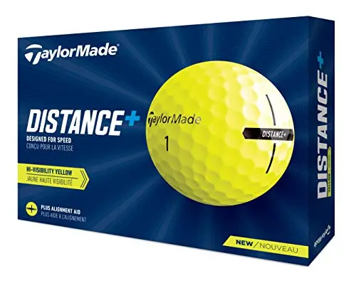 TaylorMade Distance+ bright yellow golf ball
