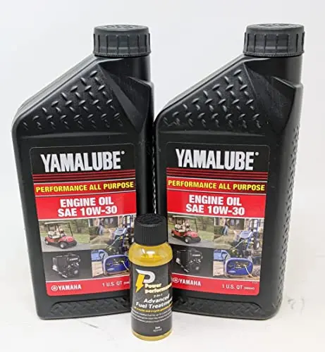 Two-quart package of Yamaha Yamalube oil with fuel treatment