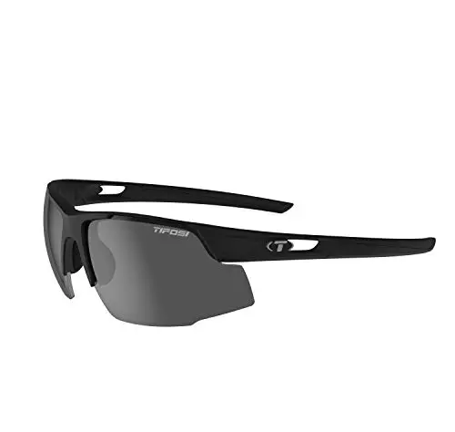 Tifosi Centus sunglasses with smoke lenses on a golf bag
