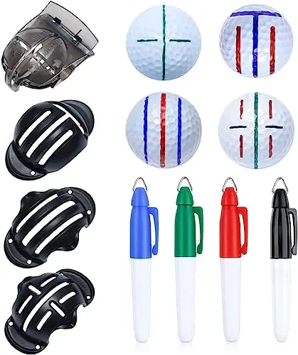 CUALFEC 8 pack golf ball line drawing marker and stencil set