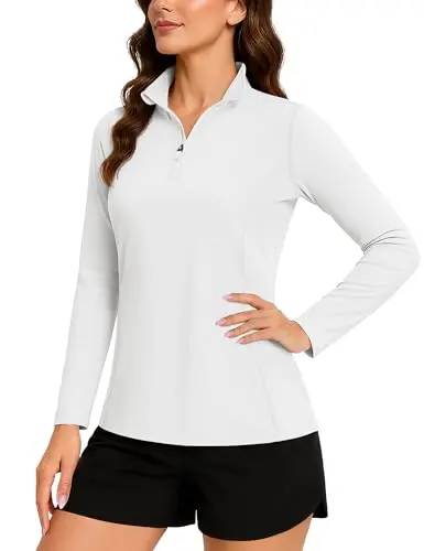 TACVASEN women's quarter zip pullover golf shirt with stand collar