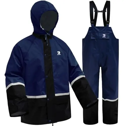 RainRider men's navy waterproof fishing and golf rain suit