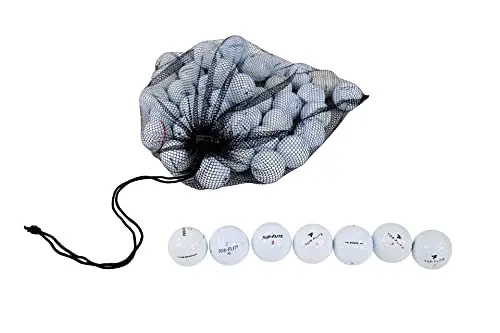 48 recycled Top Flite golf balls in a mesh carrying bag