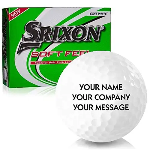 Srixon Soft Feel 12 Personalized golf balls with custom text