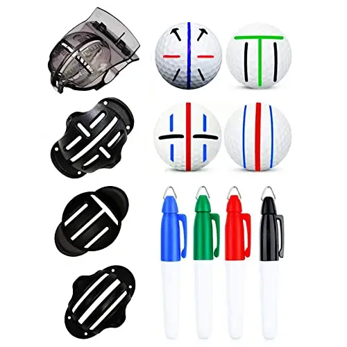 Eeokoka 8 pack golf ball marker kit with 4 stencils and 4 colored markers