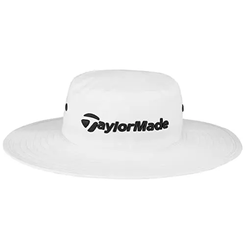 TaylorMade white bucket hat with eyelet ventilation holes