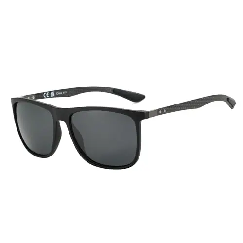 ZENOTTIC square polarized sunglasses with carbon fiber temples