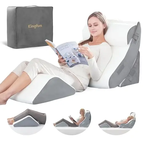 Kingfun 4-piece wedge pillow set with travel bag
