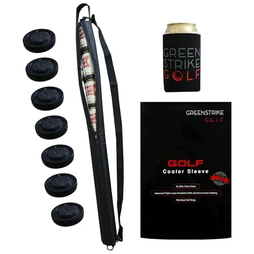 WOLVIO large golf beer sleeve with multiple ice puck coasters