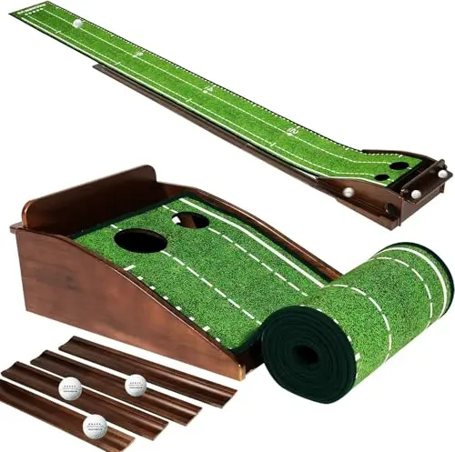 Dachenus indoor putting green with wooden ball return tracks