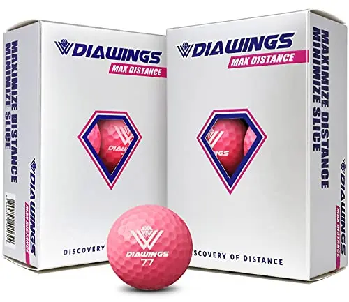 Diawings pink golf balls designed for women and seniors on a green